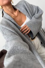 Winter Maxi Kaban Hırka Gri - Görsel 3