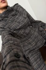 Beli Lastikli Ekose Desenli Takım Vizon - Görsel 3