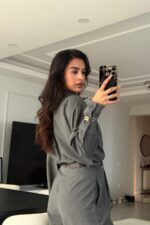 Manşet Kol Yakası Şallı Gömlek Takım Antrasit - Görsel 4