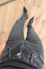 Hols Taşlı Kesik Paça Siyah Jean - Görsel 2