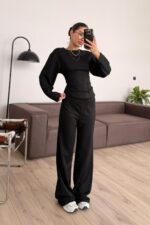 Belden Oturtmalı Dikişli Modal Takım Siyah