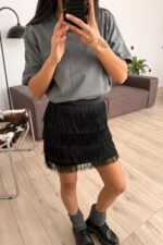 Püsküllü Saten Etek Siyah - Görsel 2