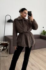 Beli Ayarlanabilir Sakallı Mont Kahverengi