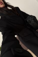 Tasarım Kaşe Kaban Siyah - Görsel 3