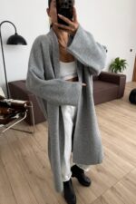 Winter Maxi Kaban Hırka Gri - Görsel 2