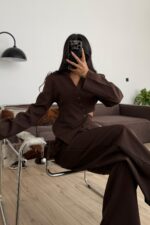 Tasarım Ceket Pantolon Takım Kahverengi