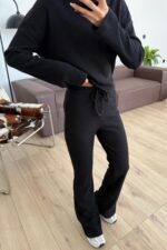 İspanyol Paça Fitilli Triko Takım Siyah - Görsel 2