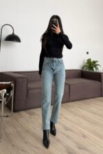 Tint Yıkama Kesik Paça Mom Jean