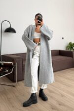 Winter Maxi Kaban Hırka Gri