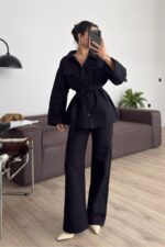 Çıtçıtlı Gabardin Takım Siyah