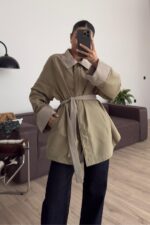 Garnili Bağlamalı Trençkot Çağla