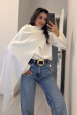 Cool Şallı Saten Gömlek Beyaz