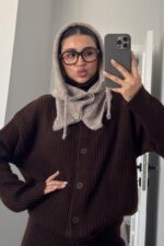 Yünlü Pinterest Balaclava Vizon