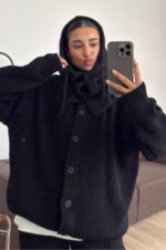 Yünlü Pinterest Balaclava Siyah