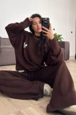 Tasarım Triko Takım Kahverengi