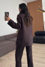 Noya Kruvaze Blazer Ceket Kahverengi - Görsel 4