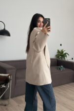 Premium Fular Bağlamalı Ceket Bej - Görsel 3