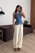 Premium Çımalı Pantolon Krem