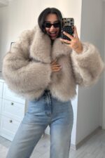 Çift Taraflı Kısa Deri Kürk - Görsel 2