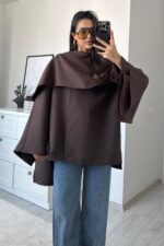 Pelerin Detaylı Tunik Acı Kahve - Görsel 2
