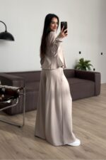 Pantolonu Pileli Bol Paça Hırka Takım Taş - Görsel 3