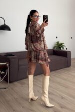 Etnik Desenli Kısa Elbise - Görsel 3