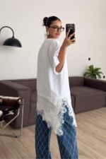 Güpür Detaylı Tişört Beyaz - Görsel 3