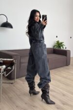 Cepli Denim Tulum Antrasit - Görsel 4