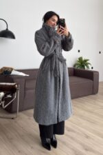 Sakallı Dik Yaka Kaban Antrasit