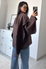 Pelerin Detaylı Tunik Acı Kahve - Görsel 3