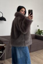 Hakim Yaka Işıltılı Kürk Vizon - Görsel 2