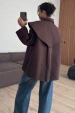 Şal Yaka Detaylı Trençkot Acı Kahve - Görsel 3