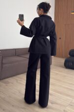 Çıtçıtlı Gabardin Takım Siyah - Görsel 3