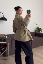 Garnili Bağlamalı Trençkot Çağla - Görsel 3