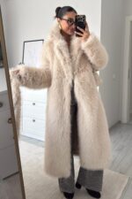 Şal Yaka Bağlamalı Uzun Kürk Taş - Görsel 3