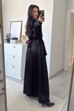 Floş Saten Etek Takım Siyah - Görsel 4