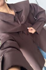 Şal Yaka Detaylı Trençkot Acı Kahve - Görsel 2