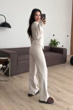 Gold Düğmeli Triko Takım Taş - Görsel 3