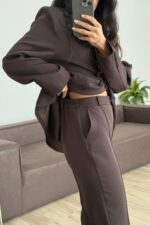 Noya Çımalı Flare Pantolon Kahverengi - Görsel 3