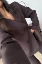 Noya Kruvaze Blazer Ceket Kahverengi - Görsel 3