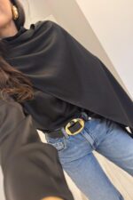 Cool Şallı Saten Gömlek Siyah - Görsel 3