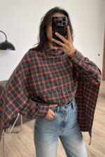 Pelerinli Ekose Gömlek Kırmızı