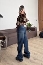 Dark Eskitme Wide Leg Jean - Görsel 4