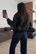 Luxury Yılan Derisi Deri Ceket Siyah - Görsel 5