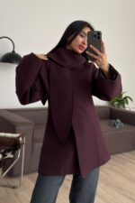 Premium Fular Bağlamalı Ceket Burganya