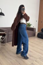 Leila Wide Leg Lacivert Jean - Görsel 4