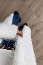 Nora Sakallı Uzun Hırka Beyaz - Görsel 3