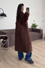 Nora Sakallı Uzun Hırka Kahverengi - Görsel 4