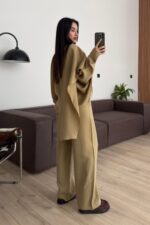 Yarasa Kol Pelerin Detaylı Pantolon Takım Haki - Görsel 4