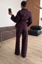 Fuly Denim Gömlek Pantolon Takım Mürdüm - Görsel 4